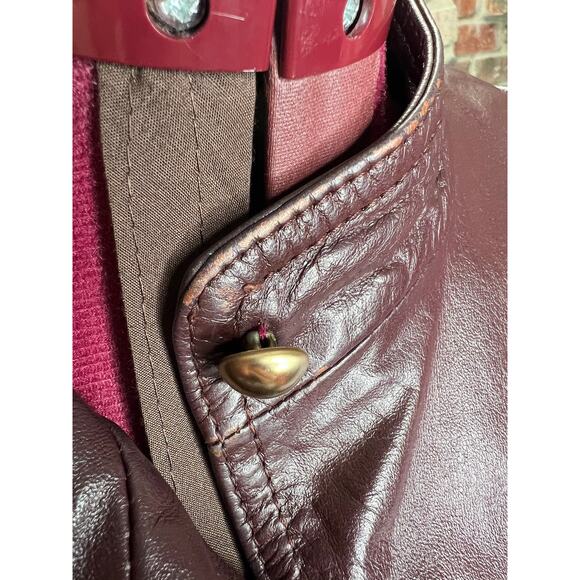 leather Jacket OXBLOOD red burgundy wine cropped puff sleeves - Picture 10 of 16